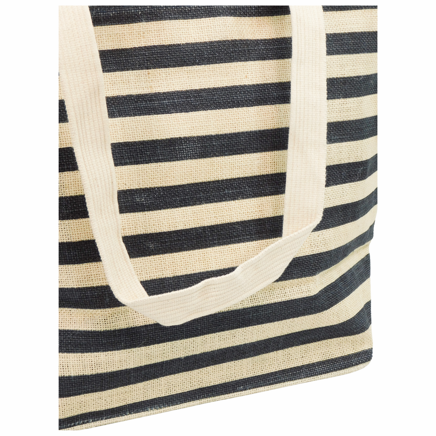 Personalized Large Jute Beach Bag - Navy and Ivory Striped Tote with Zipper - Summer Travel Bag with Pocket - Monogram Gift for Her