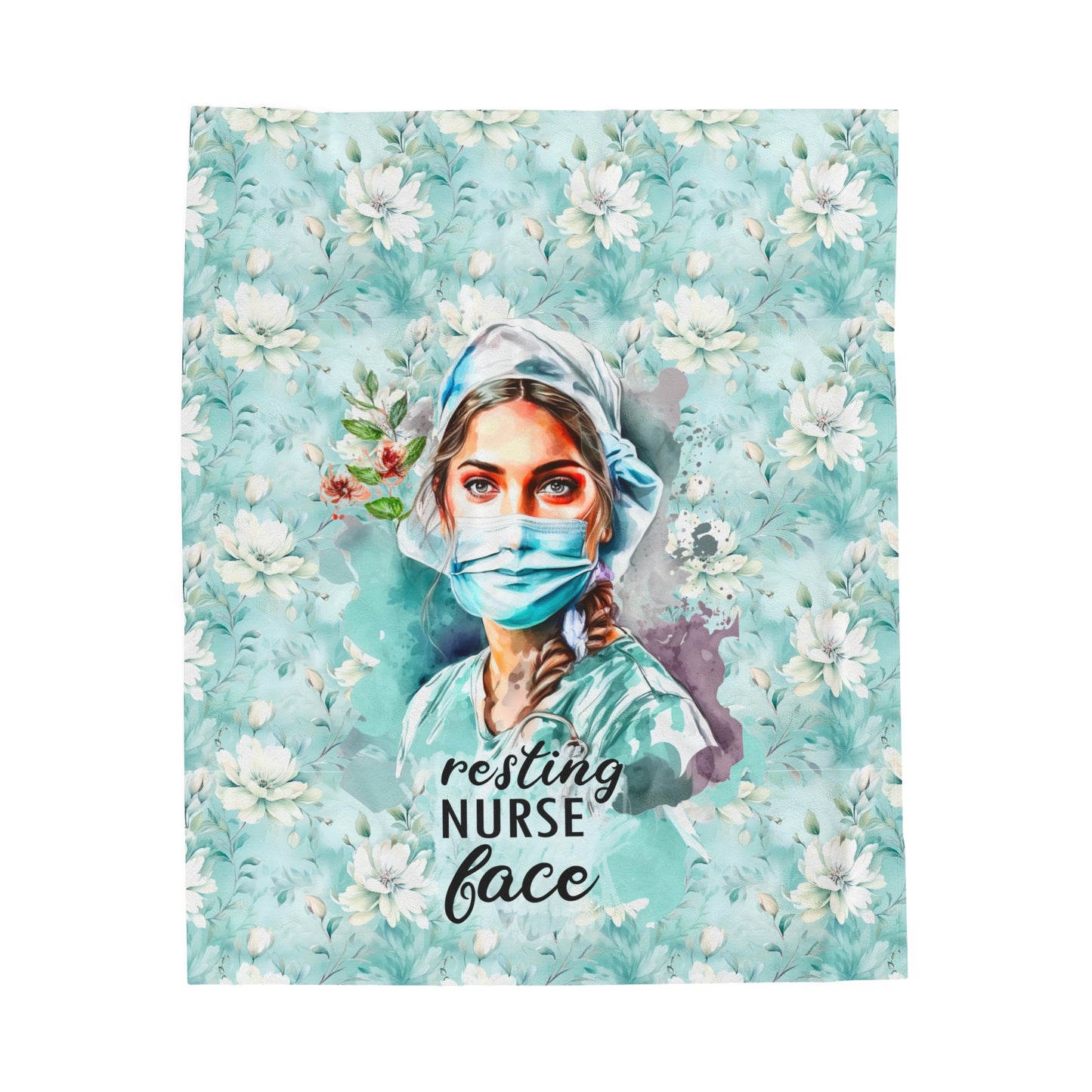 Resting Nurse Face Velveteen Plush Blanket - Soft & Cozy 50" x 60" Nursing Gift