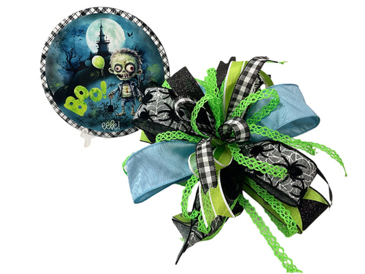 Spooky Halloween 10" Sublimated Wreath Sign & Matching Bow Set