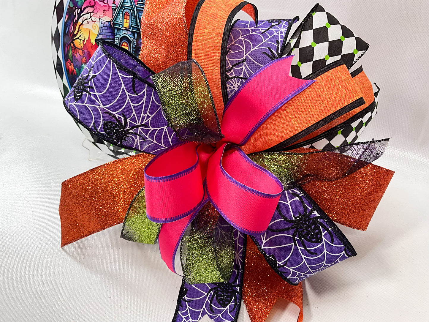 Halloween 12” Sublimated Wreath Sign and Terri Bow Set – Perfect for Spooky Wreath Making & Seasonal Home Décor