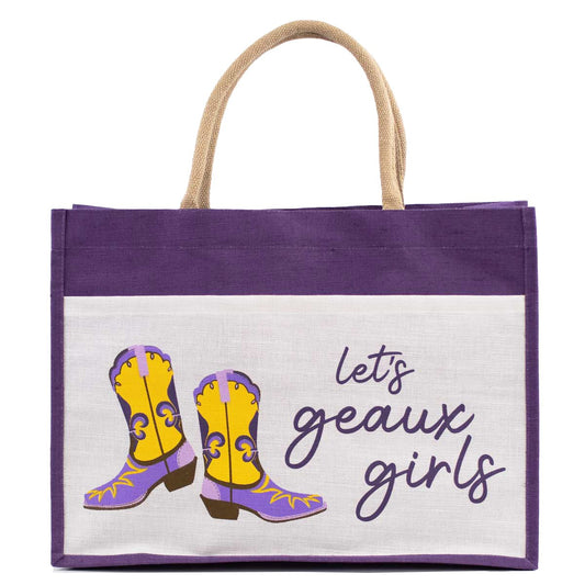 Let’s Geaux Girls Purple & Gold Juco Tote Bag – Stylish Gameday Accessory and Gift