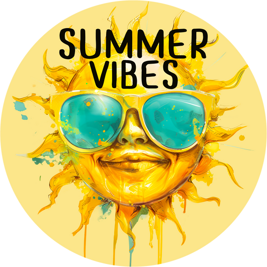 Summer Vibes Sun Sublimated Wreath Sign