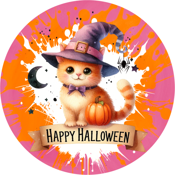 Spooky Halloween Kitty Sublimated Round Wreath Sign – MilandDil Designs