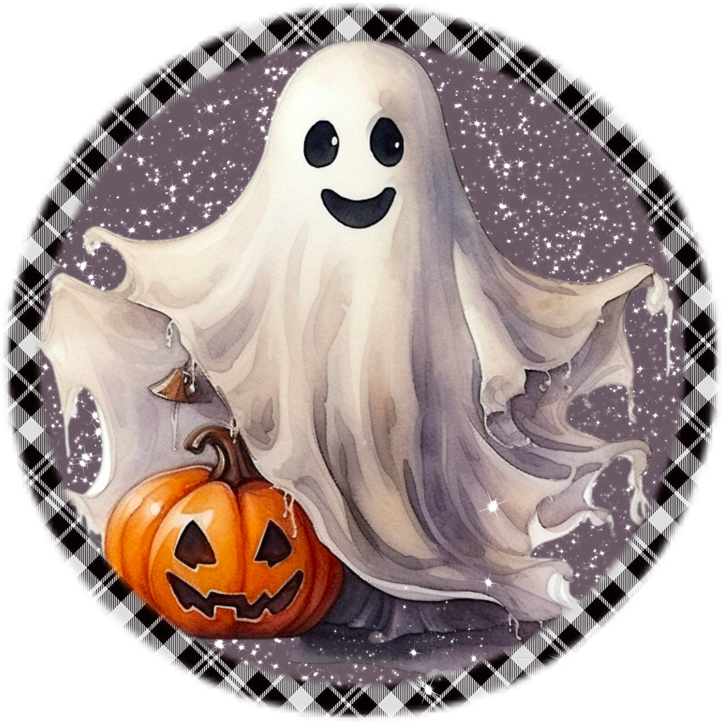 Halloween Happy Ghost Sublimated Round Sign