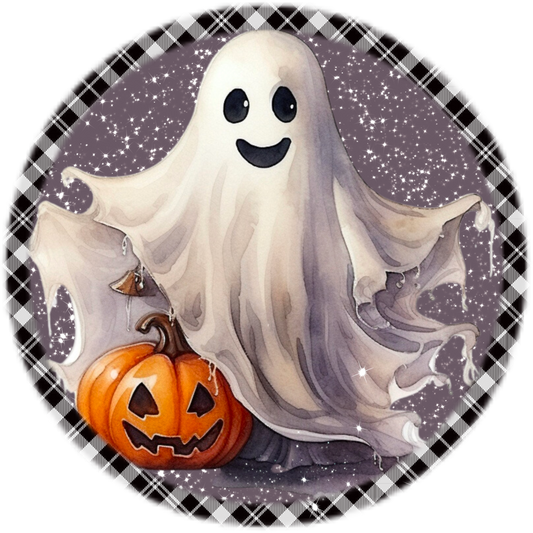 Halloween Happy Ghost Sublimated Round Sign