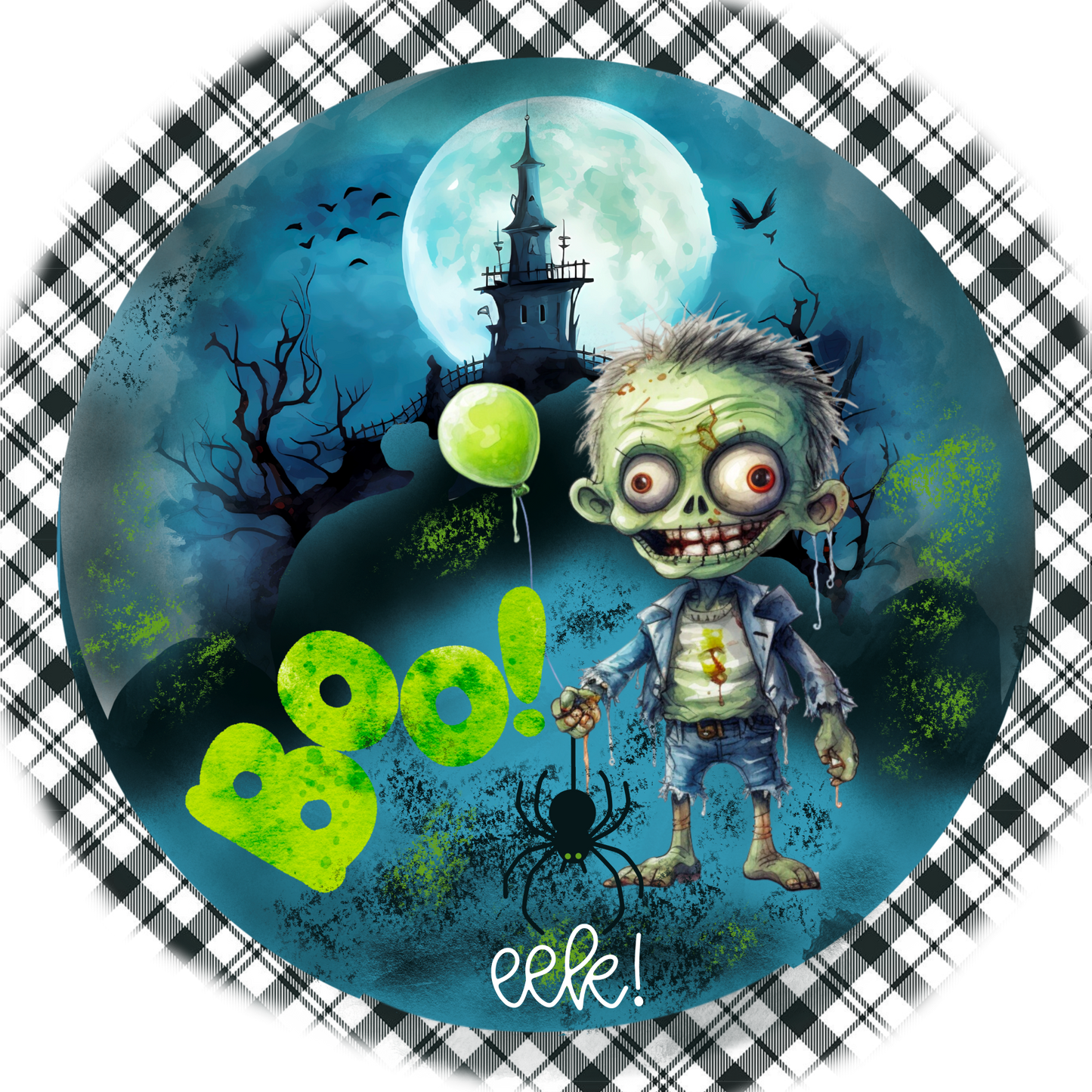 Monster Boo Eek Halloween Sublimated Round Sign