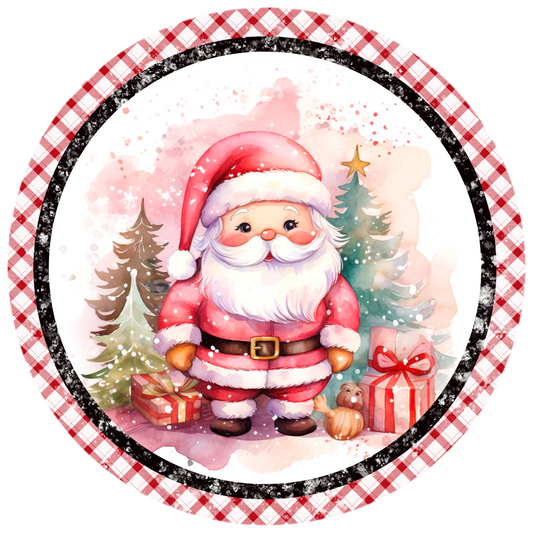 Jolly Santa Claus Sublimated Wreath Sign - Festive Christmas Decor - Holiday Door - 10" or 11.75" Round