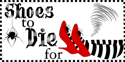 Red Heels & Spider 6x12 Metal Wreath Sign - Gothic Halloween Decor