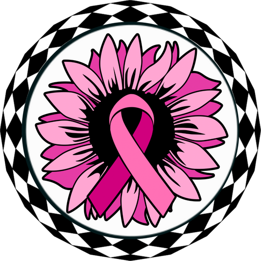 Pink Sunflower Breast Cancer Awareness Wreath Sign - Pink Ribbon Floral Decor