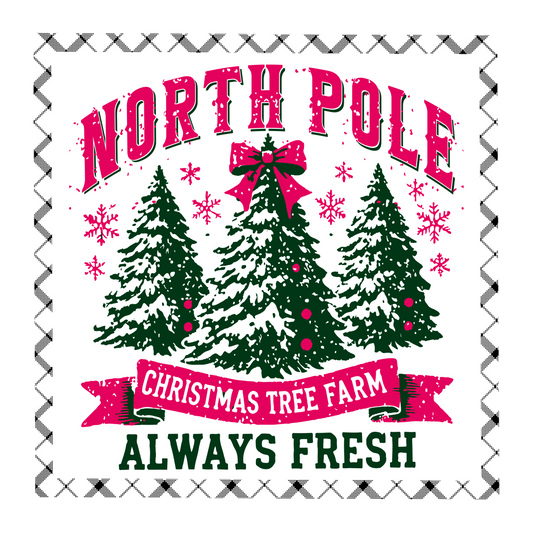 North Pole Christmas Tree Farm Wreath Sign – 10" Square Rustic Holiday Decor, Festive Farmhouse Wall Art