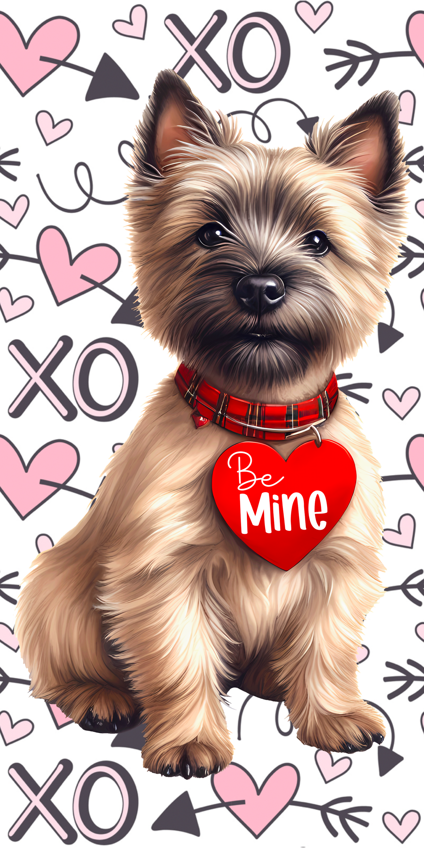 Valentine’s Day Yorkie Metal Sign – 6'' x 12'' Vertical, Be Mine Heart Design