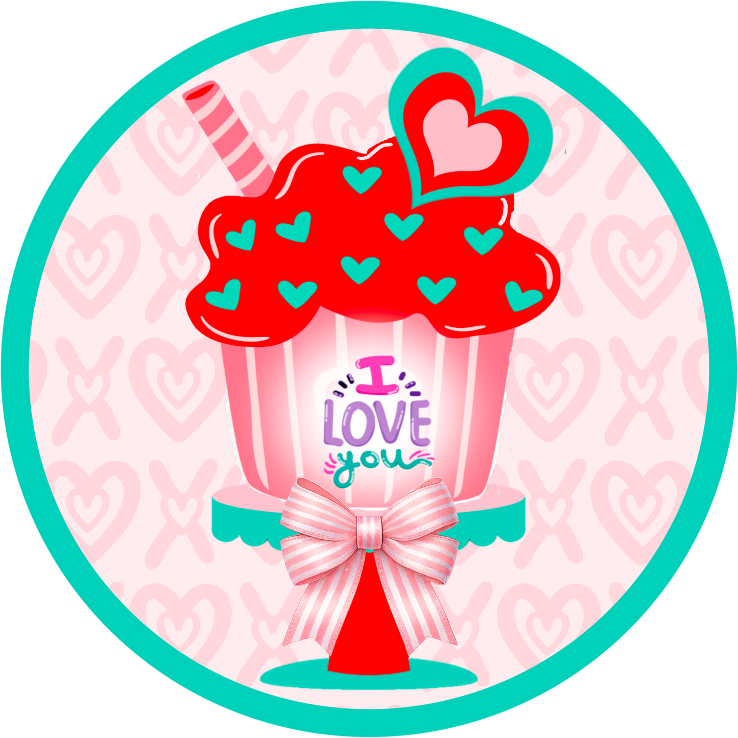 I Love You Valentine's Day Cupcake Metal Sign - 10” & 11.75” Sublimated Round Decor