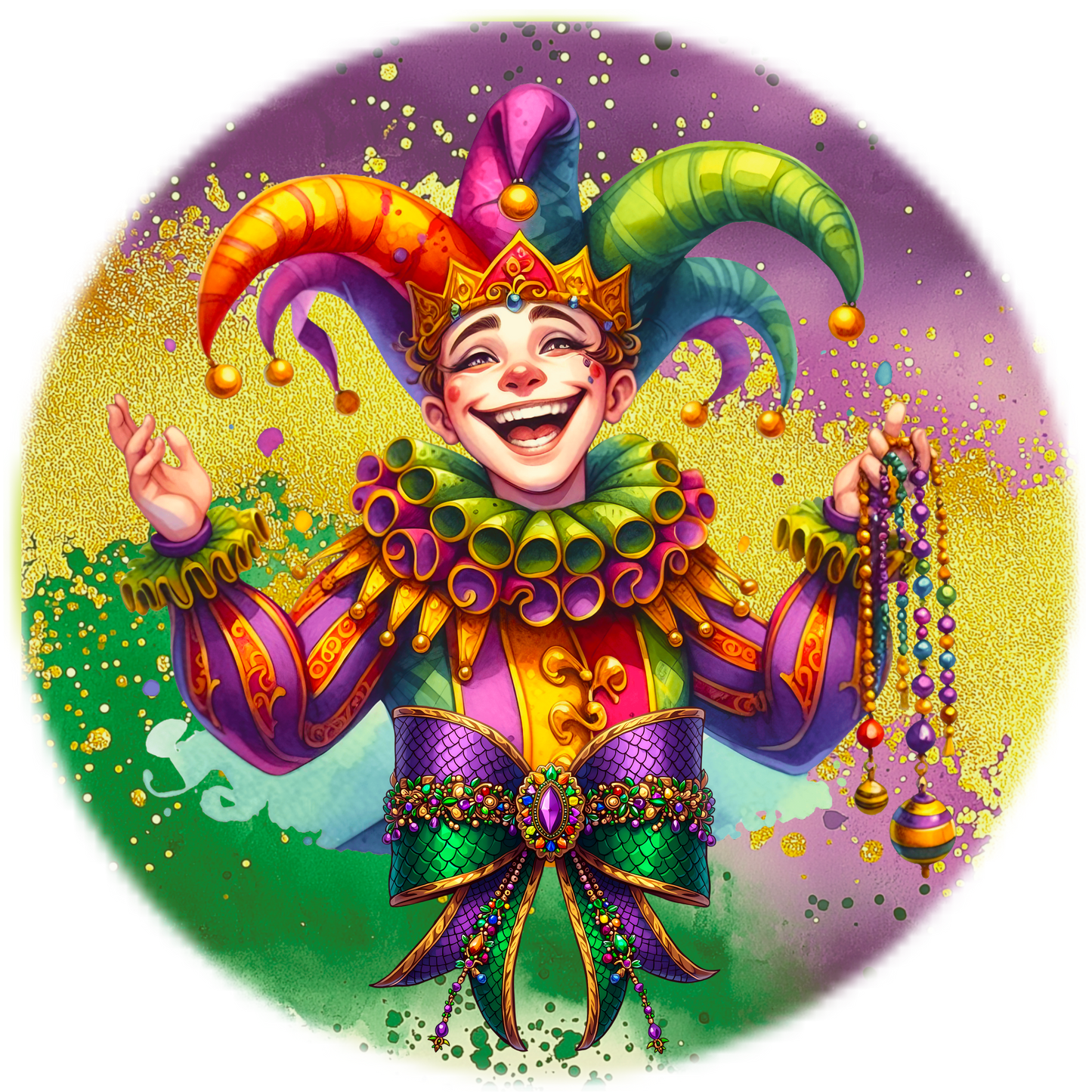 Mardi Gras Jester Metal Sign - Vibrant Carnival Wall Decor in Two Sizes