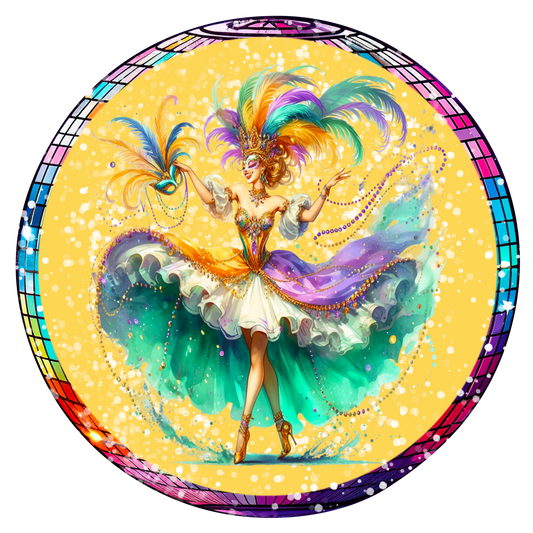 Mardi Gras Performer Metal Sign - Vibrant Carnival Wreath Sign in Two Sizes