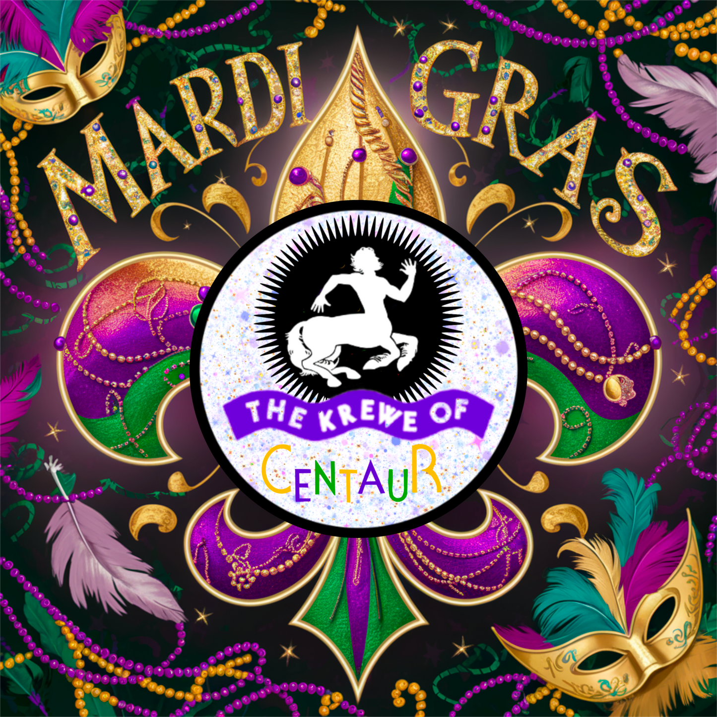 Krewe of Centaur Mardi Gras 10” Square Metal Sign - Shreveport-Bossier Decor