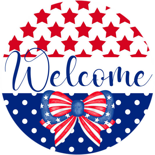 Patriotic Welcome Sublimated Wreath Sign