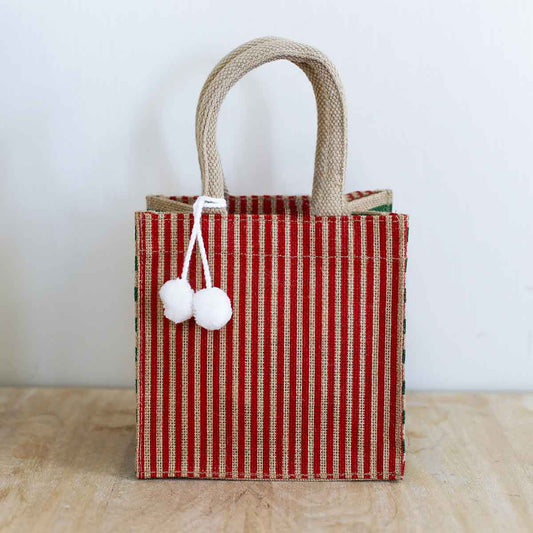 Christmas Stripe Petite Gift Tote