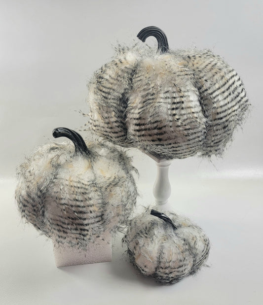 Gray Three Tone Faux Fur Pumpkin