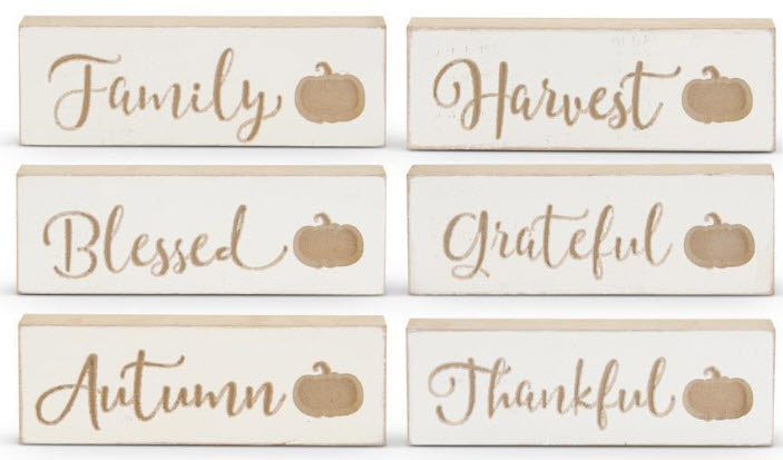 Assorted Wood Harvest Message Tabletop Signs