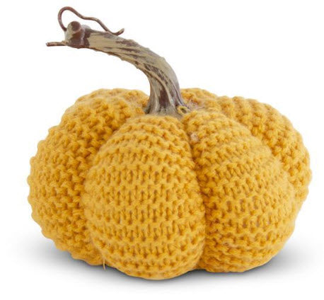 Golden Yellow Knit Stuffed Pumpkin