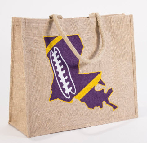 Louisiana Football Jute Tote