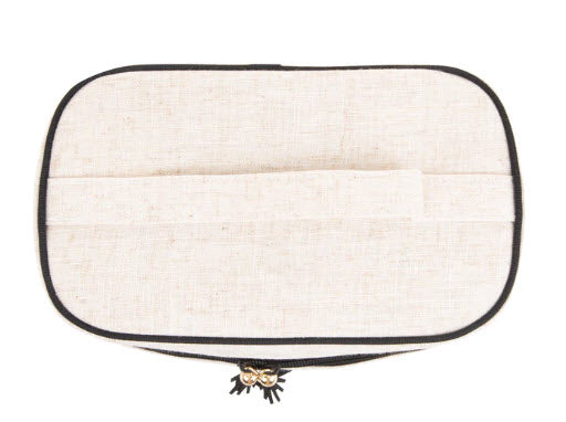 Linen Train Case Cosmetic Bag