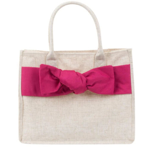 Linen Bow Handbag Tote