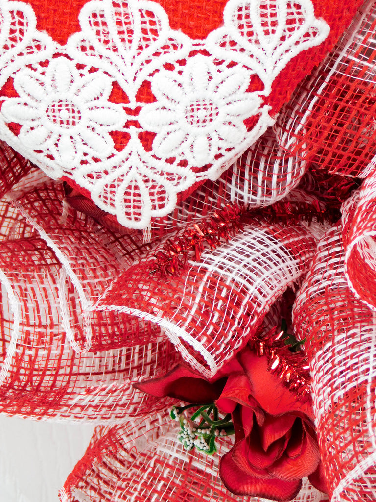 Ruffle Wreath using 5 rolls of 6” deco mesh. $ Valentines wreath