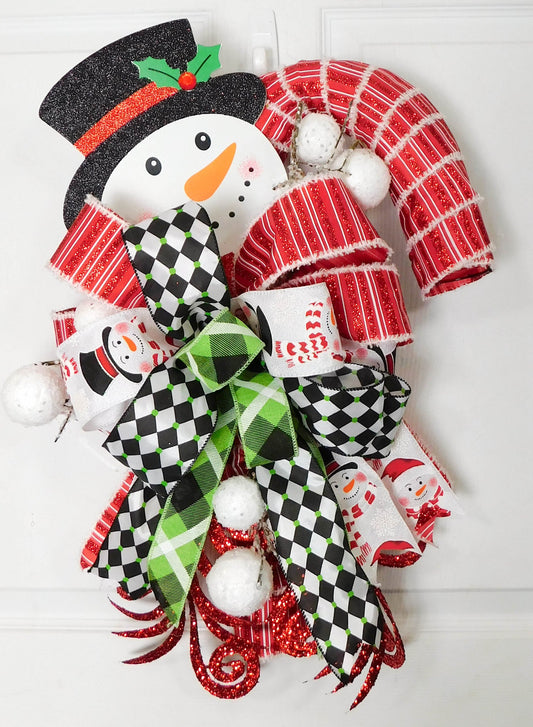 Candy Cane Snowman Hanger